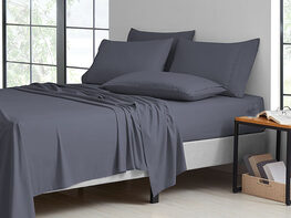 6-Piece Bamboo-Blend Comfort Luxury Sheet Set (Grey/Queen)