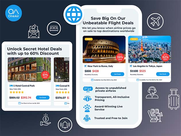 OneAir Elite Plan: Lifetime Subscription (Save Big on Flights, Hotels & More)