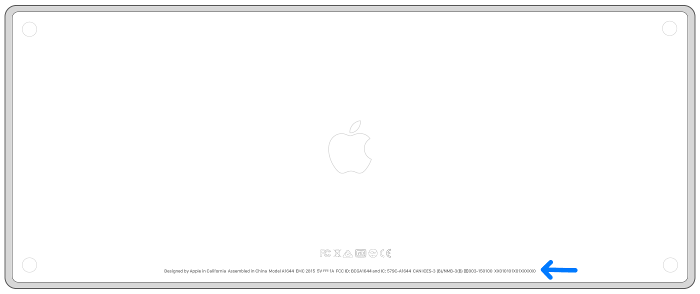 Magic Keyboard serial number location diagram