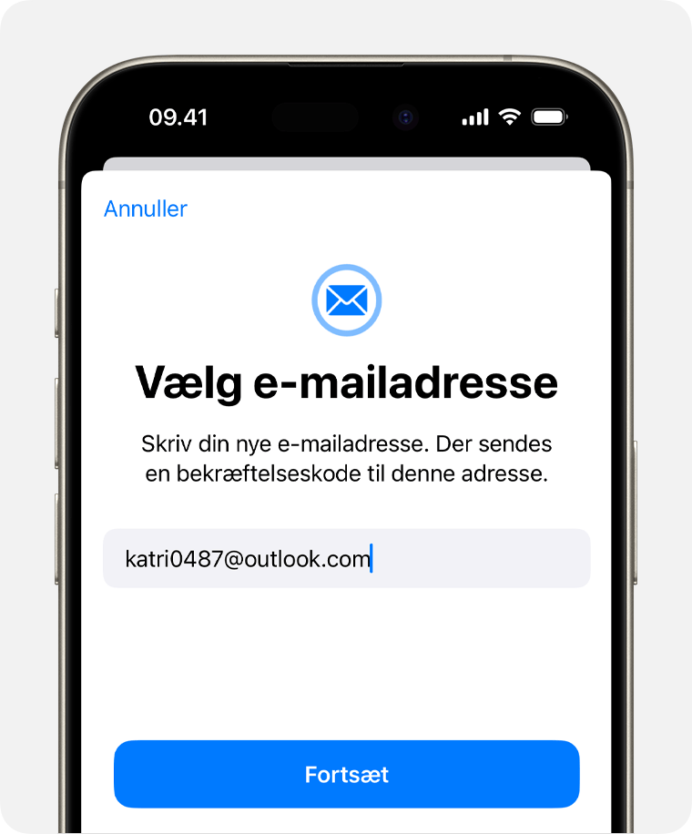 iPhone med visning af, hvordan du ændrer e-mailadressen til dit Apple-id