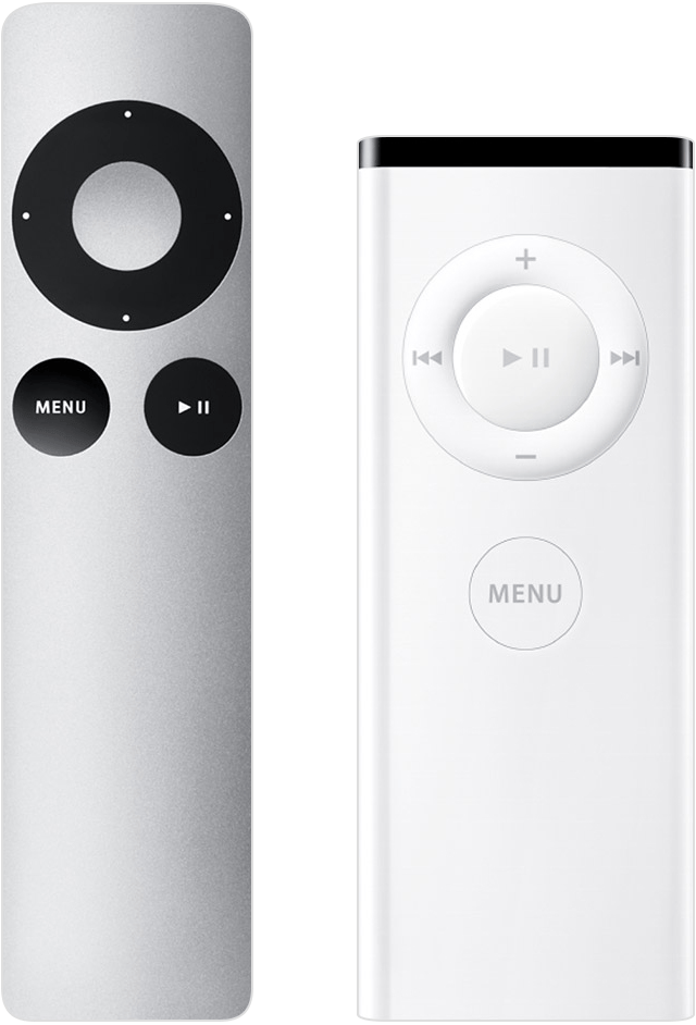 L’Apple Remote (aluminium) est fournie avec l’Apple TV (2e et 3e générations). L’Apple Remote (blanche) est fournie avec l’Apple TV (1re génération).