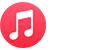Red and white Apple Music icon.