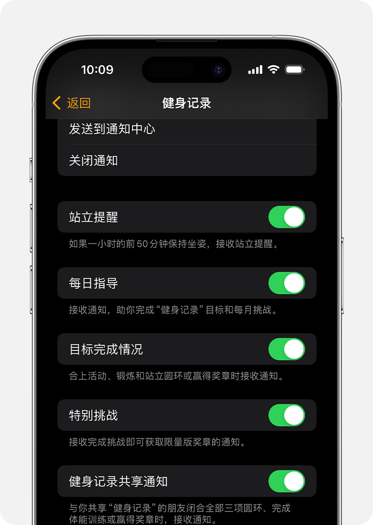 iPhone 屏幕上显示了活动通知和提醒事项