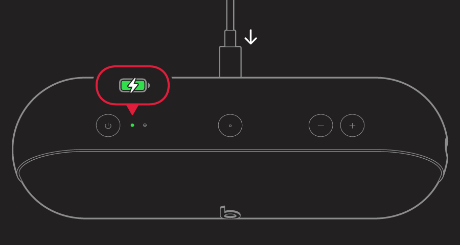 Plug the USB-C cable into your Beats Pill, and plug the other end of the cable into a power source.