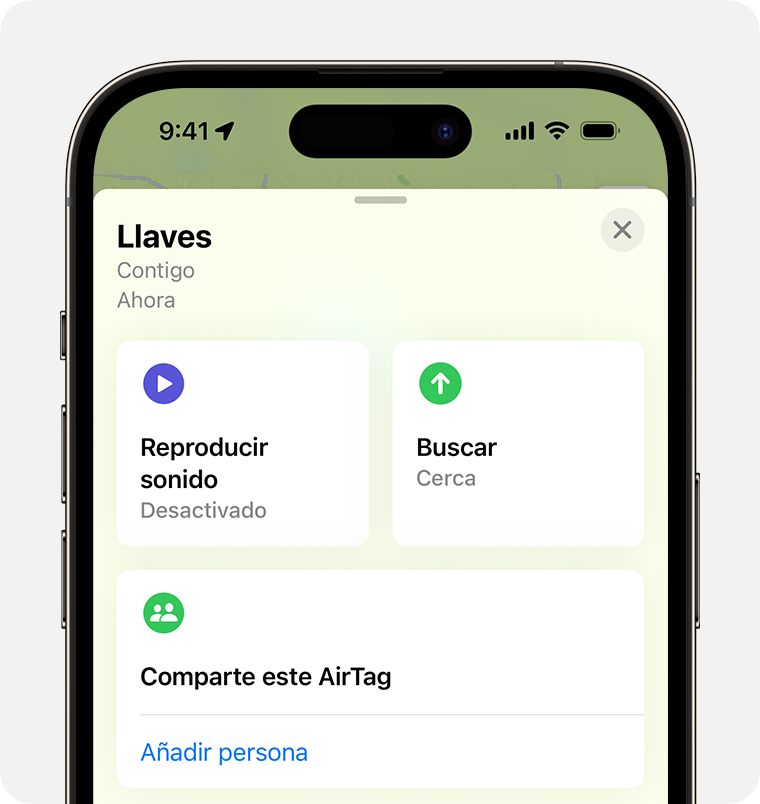 En la app Buscar del iPhone, busca un AirTag colocado en las llaves de tu casa u otro objeto personal.