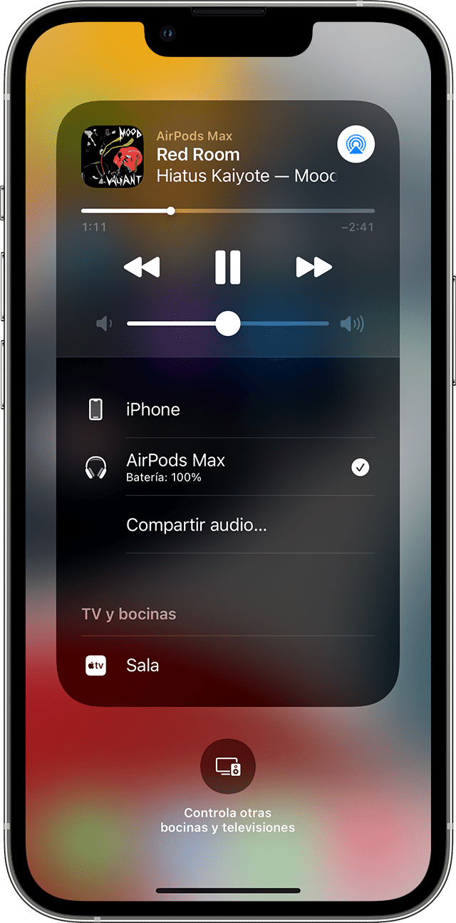 ios15-iphone13-pro-centro-de-control-tarjeta-de-audio-reproducción-airpods-max