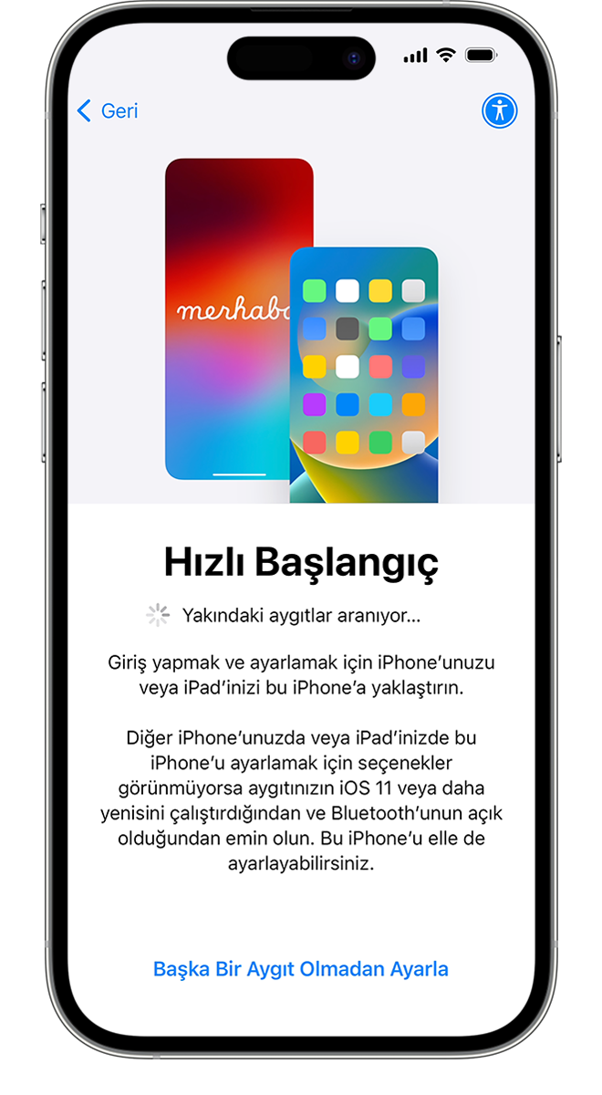 Eski telefonunuzu yeni iPhone aygıtınızın yakınına yerleştirirseniz "iOS'e Taşı" uygulaması, verileri kablosuz olarak aktarmanıza yardımcı olur.