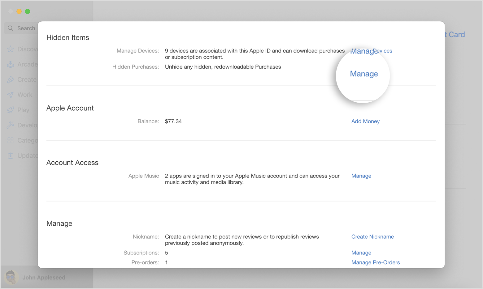 macos-ventura-app-store-account-settings-view-information-hidden-items-callout