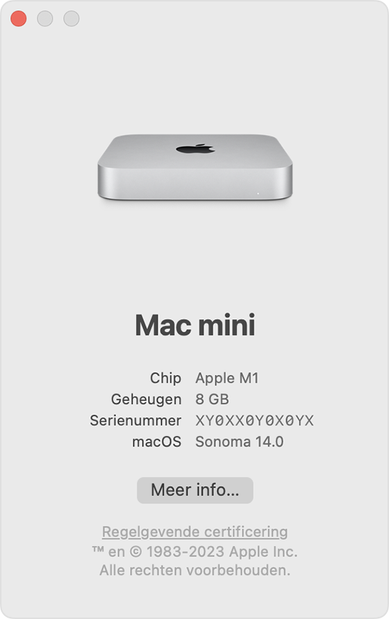 Venster 'Over deze Mac'