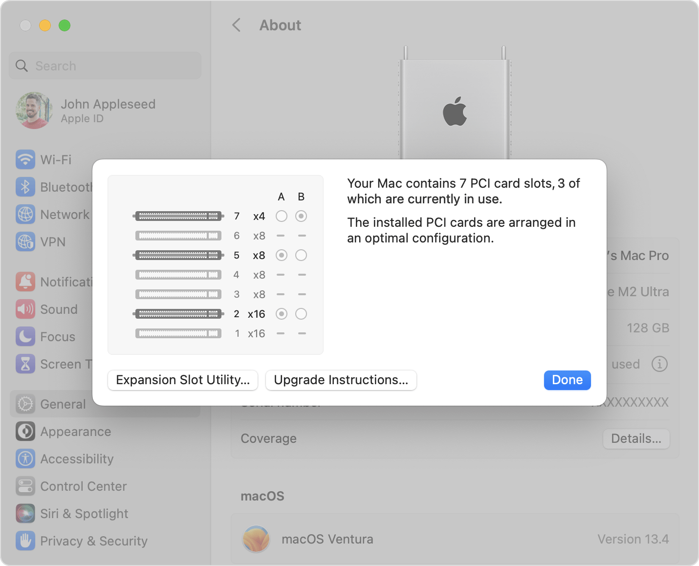 macos-ventura-mac-pro-system-settings-general-about-pcie-cards-info-pcie-slot-configuration