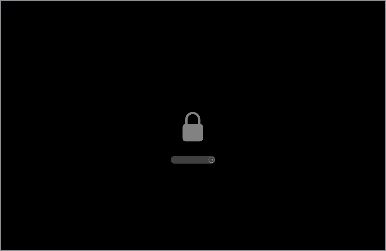 На экране запуска macOS отображается значок замка и поле для ввода пароля прошивки