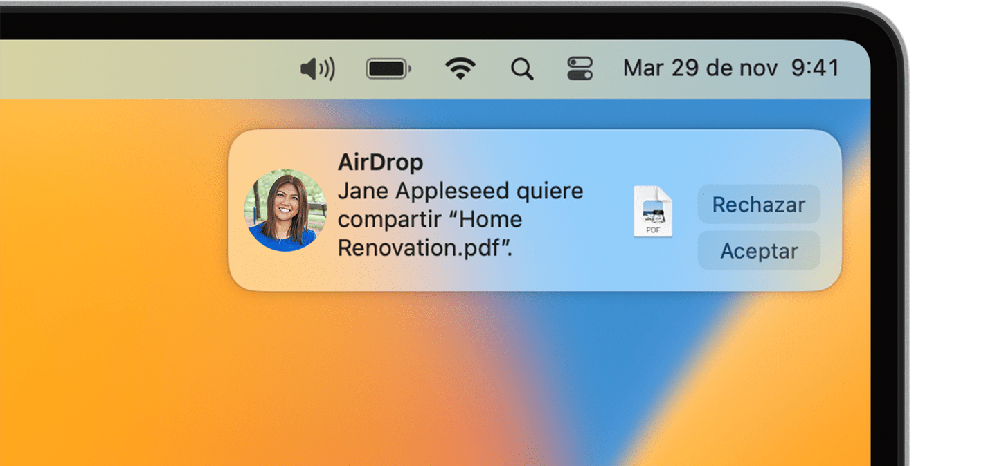 Notificación de AirDrop