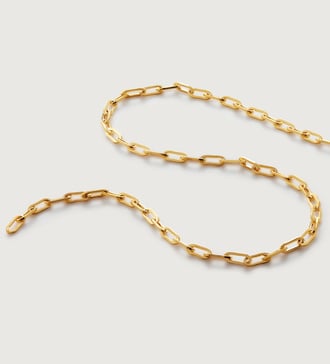 Gold Vermeil Mini Paperclip Chain Necklace Adjustable 46cm/18” - Monica Vinader