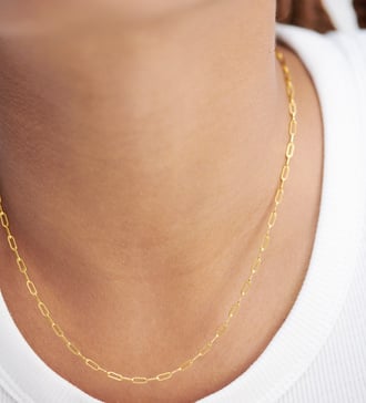 Alternate view of Gold Vermeil Mini Paperclip Chain Necklace Adjustable 46cm/18' - Monica Vinader