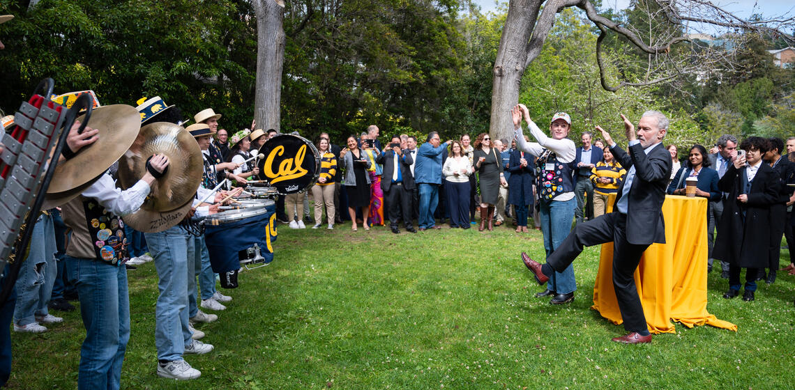 cal band playing to rich lyons while he dances