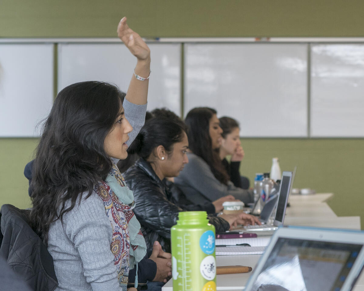 Photo of student raising hand