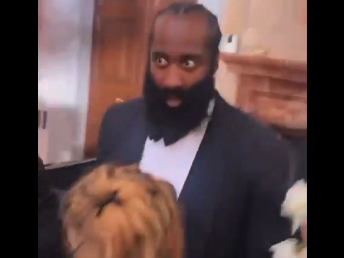 James Harden's Reaction To His Girl Catching The Bouquet At A Wedding Is Fucking Hilarious