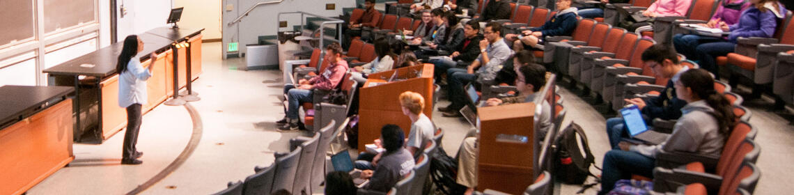 A Berkeley classroom with students. (Photo by Keegan Houser.)