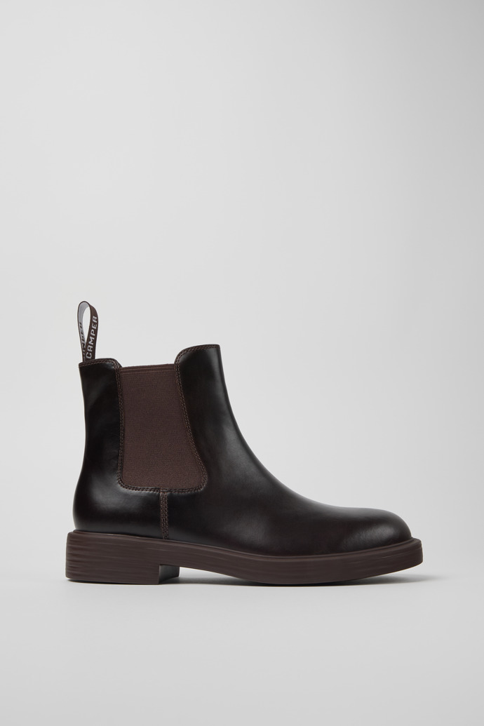 Side view of Dean Brown leather ankle boots for men