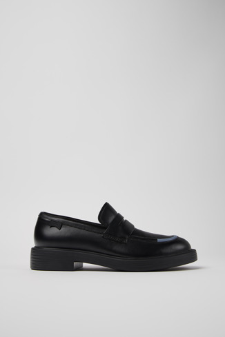 Side view of Twins Black leather shoes for men