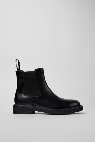 Side view of Dean Black leather ankle boots for men