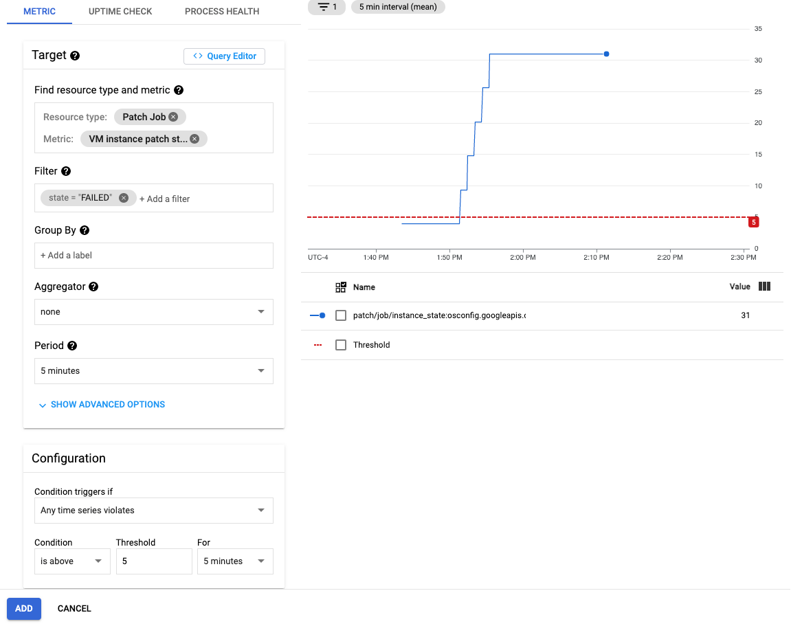 Configura l'avviso di patch.