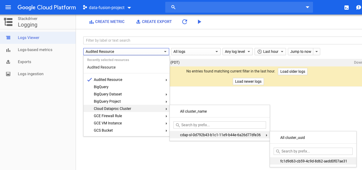 Vai a Cloud Logging.