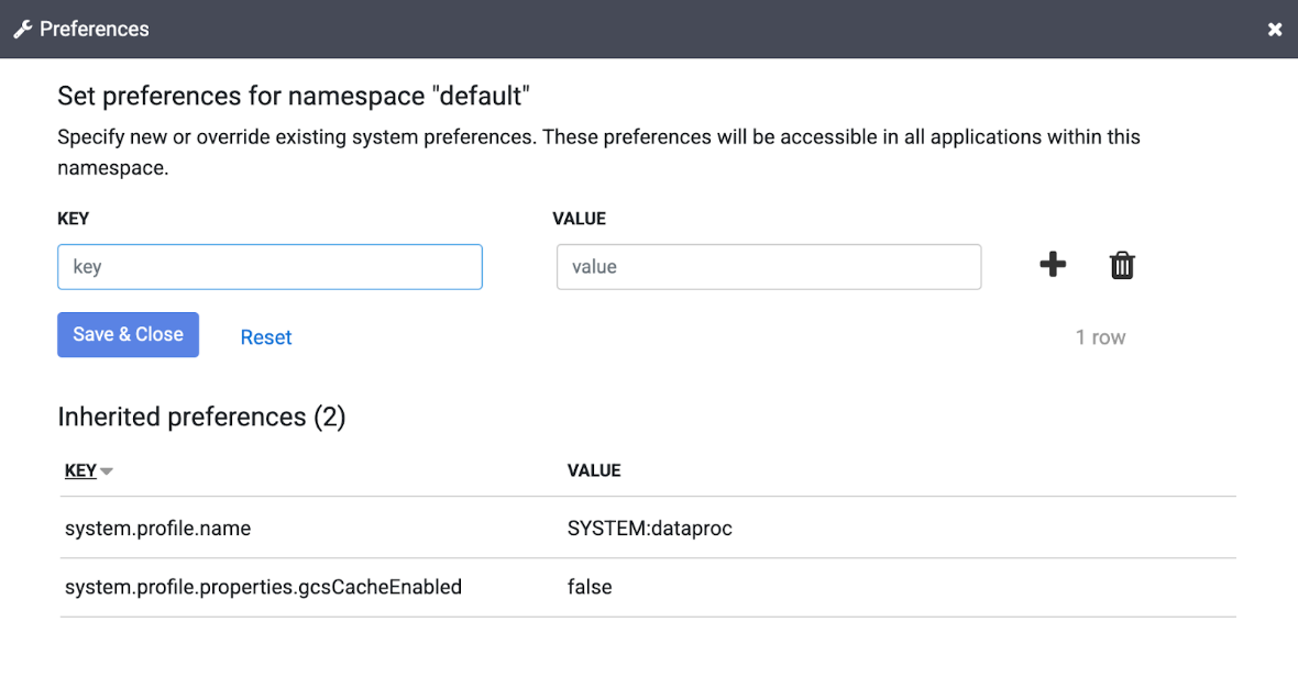 Dialog preferensi namespace