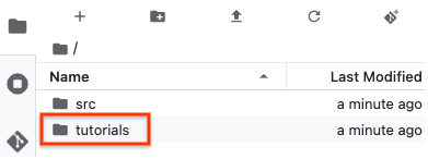 Dossier "tutorials" dans l'explorateur de fichiers JupyterLab.
