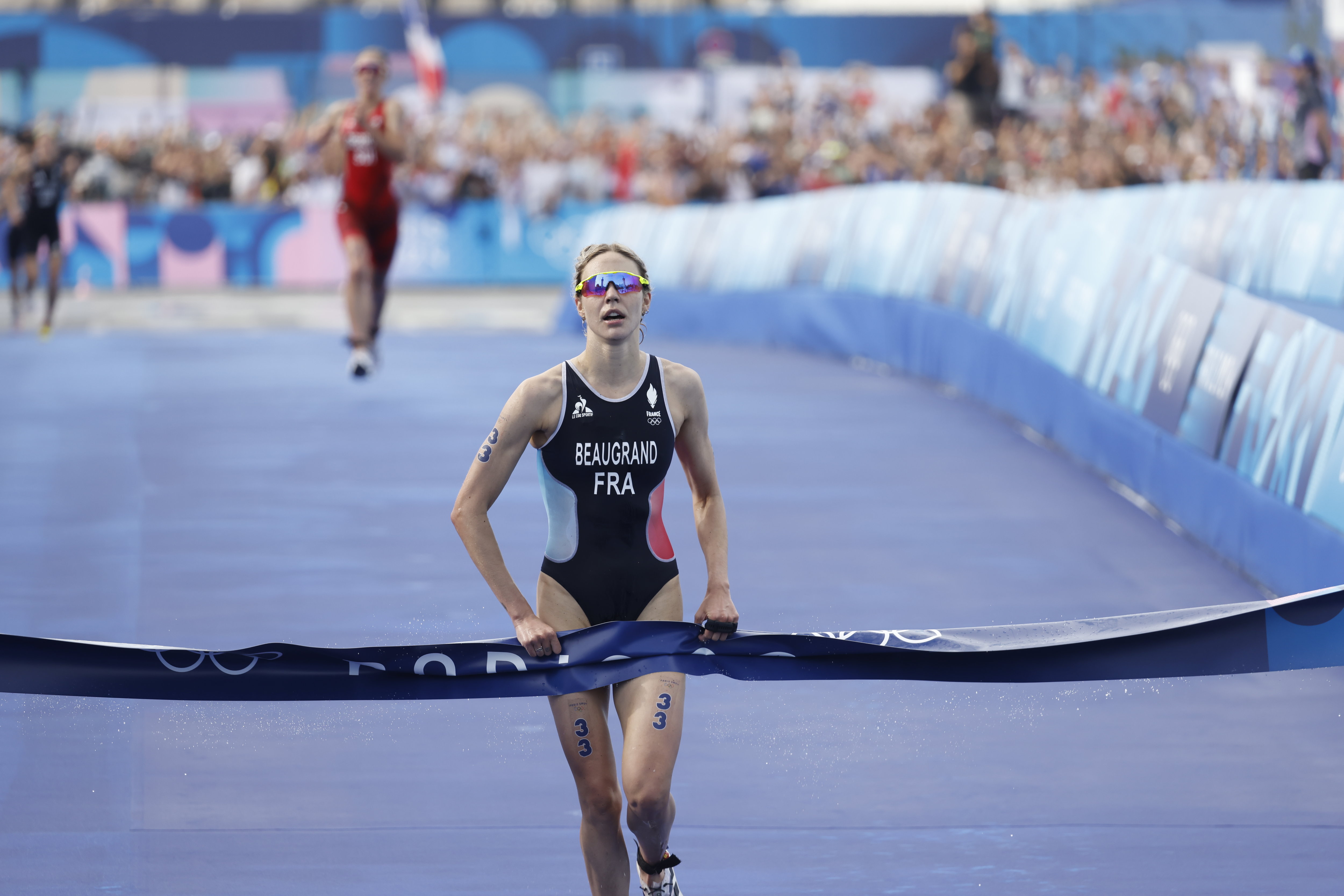 Paris, mercredi 31 juillet. Cassandre Beaugrand s'est offert le titre olympique après un incroyable finish en course à pied. LP/Olivier Corsan