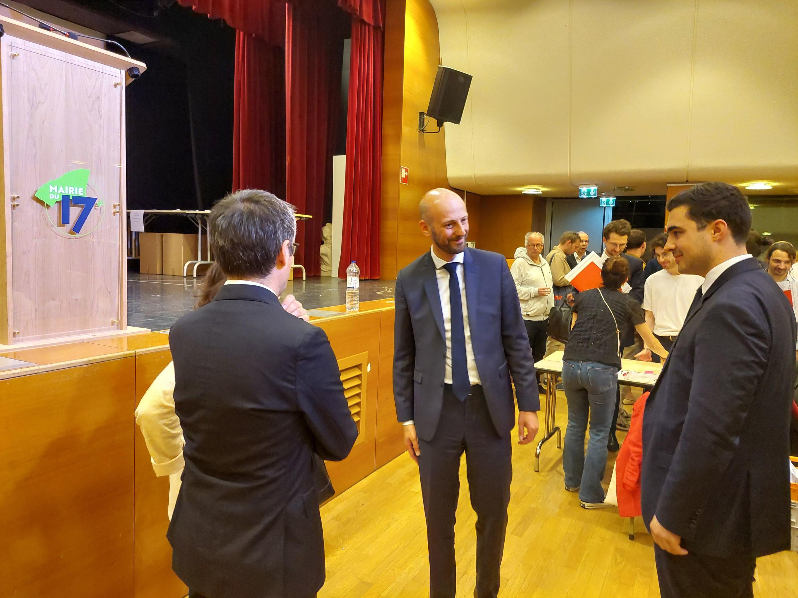 Stanislas Guerini (au centre) se veut optimiste pour le second tour. LP/V.M.