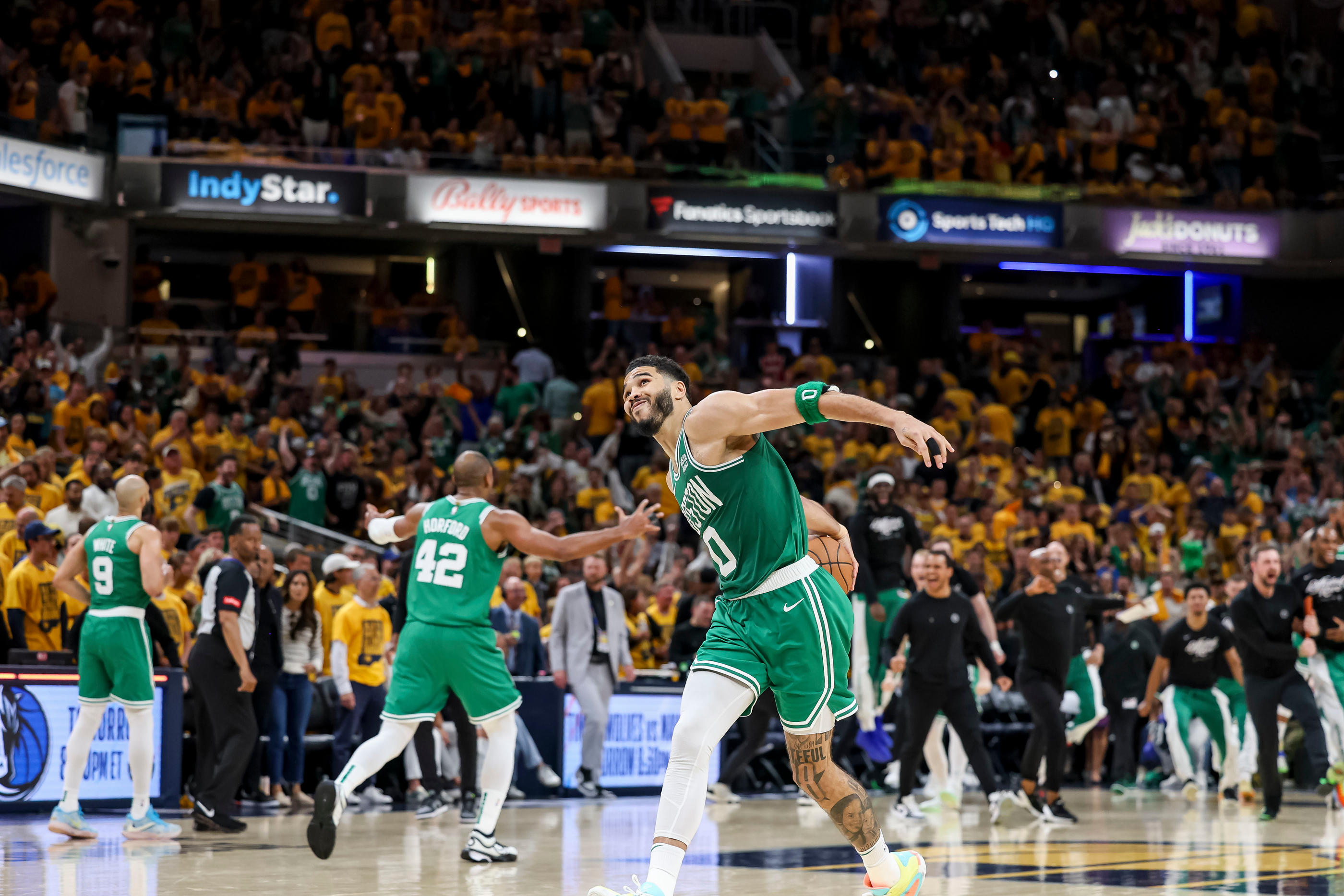 Les Boston Celtics et Jayson Tatum ont battu les Pacers dans leur salle d'Indianapolis et se sont qualifiés pour les finales NBA. Icon Sport / Trevor Ruszkowski-USA TODAY Sports/Sipa USA
