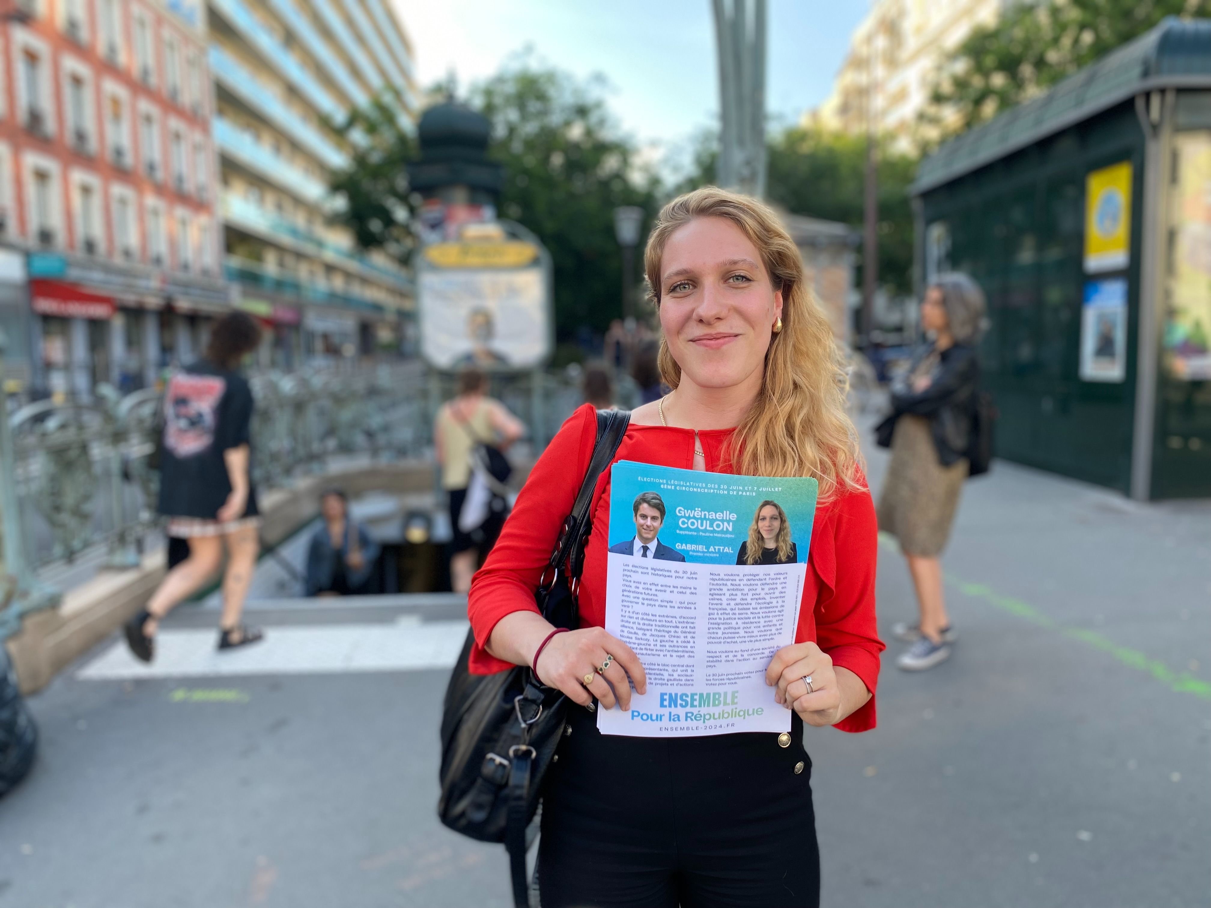 Paris (XXe), le 21 juin. Gwenaëlle Coulon est militante et responsable de la mobilisation des Jeunes avec Macron (Jam) de Paris. LP/Auguste Canier