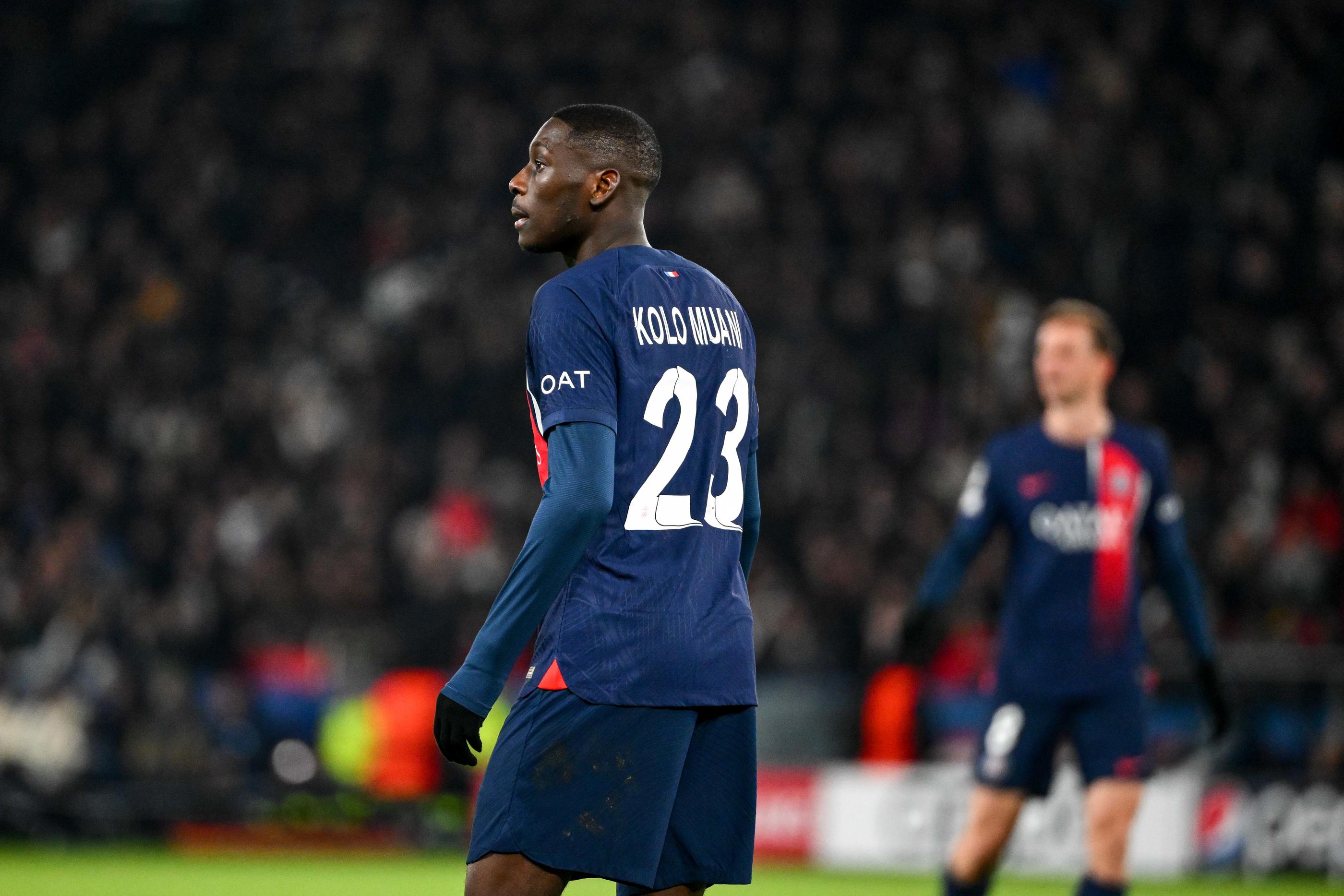 Randal Kolo Muani, ici lors de la rencontre de Ligue des champions entre le PSG et Newcastle (1-1, le 28 novembre) a livré une nouvelle prestation très contrastée. (Icon Sport/Anthony Dibon)