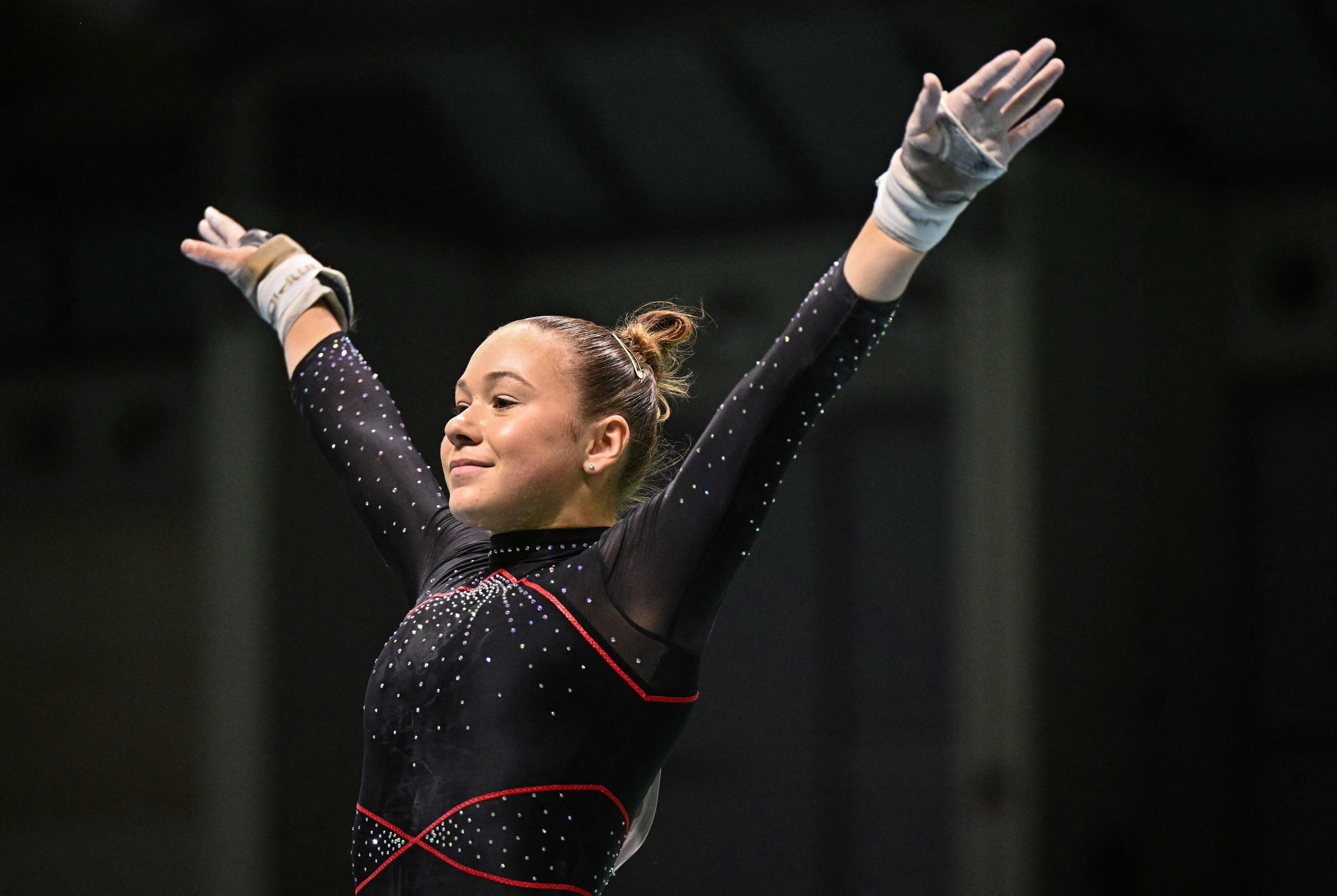 Ming Gherardi Van Eijken participera ce samedi à deux finales individuelles lors des Championnats d'Europe de gymnastique : le saut et le sol. AFP/Gabriel Bouys