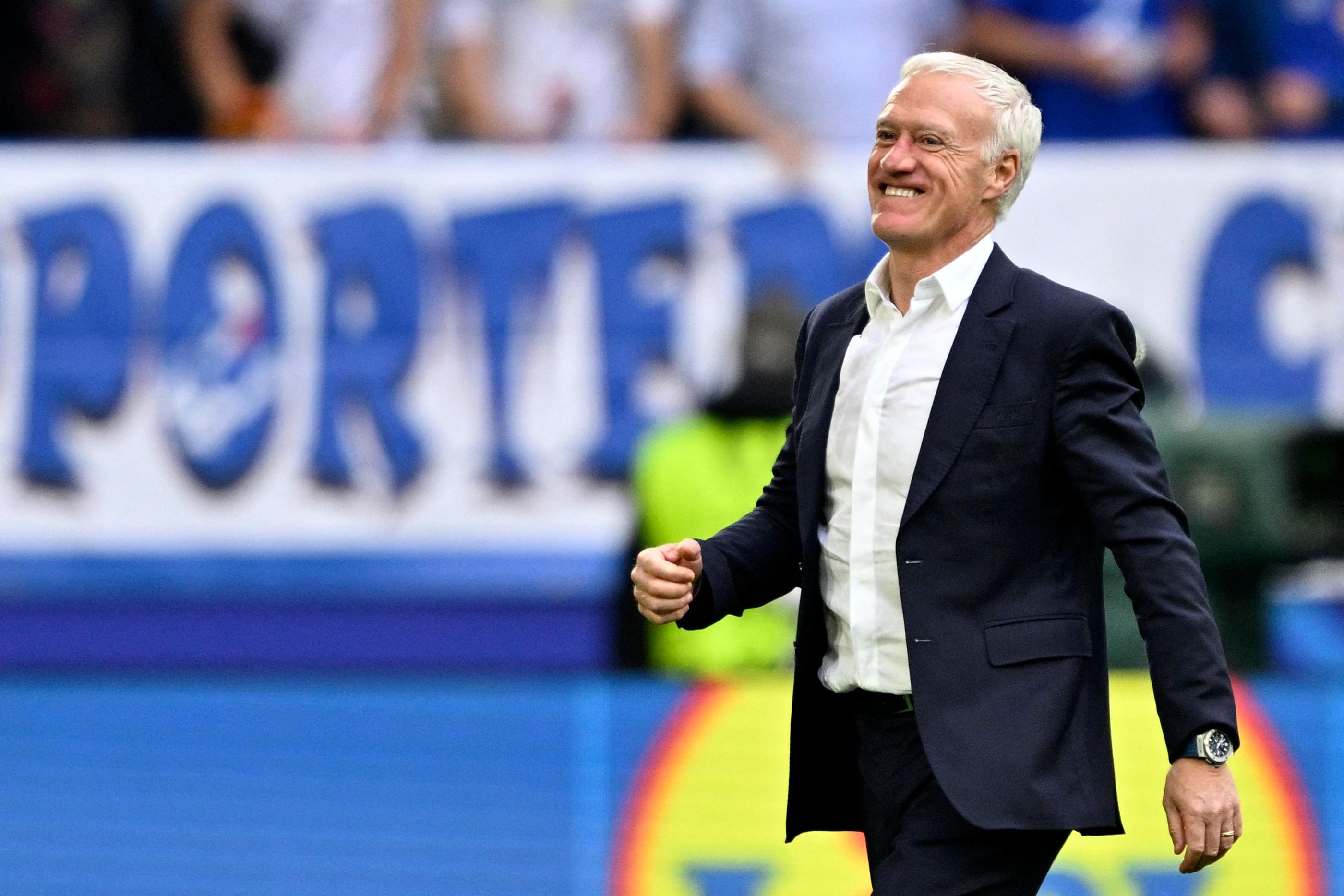 Didier Deschamps a exulté au coup de sifflet final. INA FASSBENDER/AFP