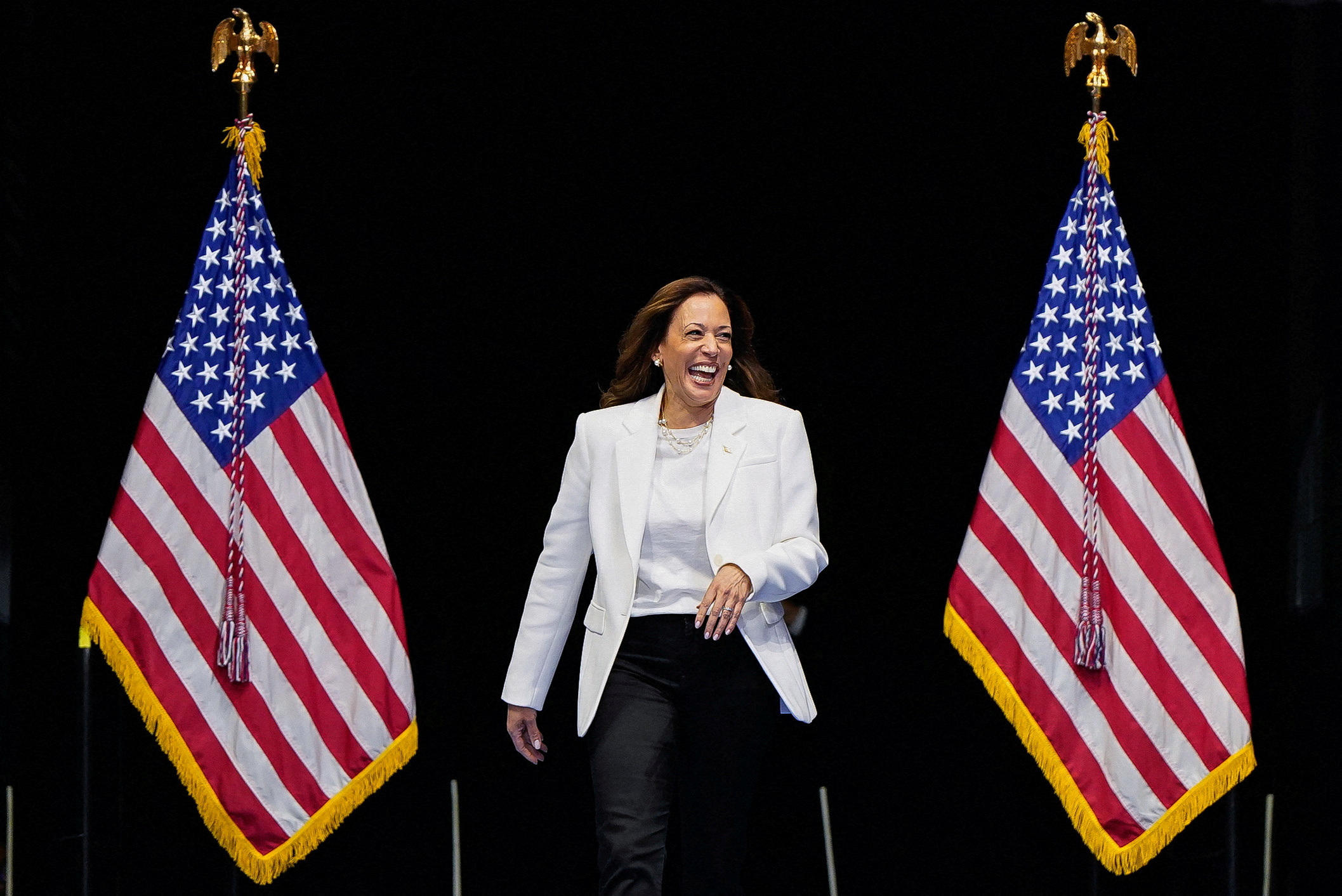 La vice-présidente Kamala Harris lors d'un déplacement de campagne en Géorgie, un Etat-clé du sud du pays. REUTERS/Elizabeth Frantz