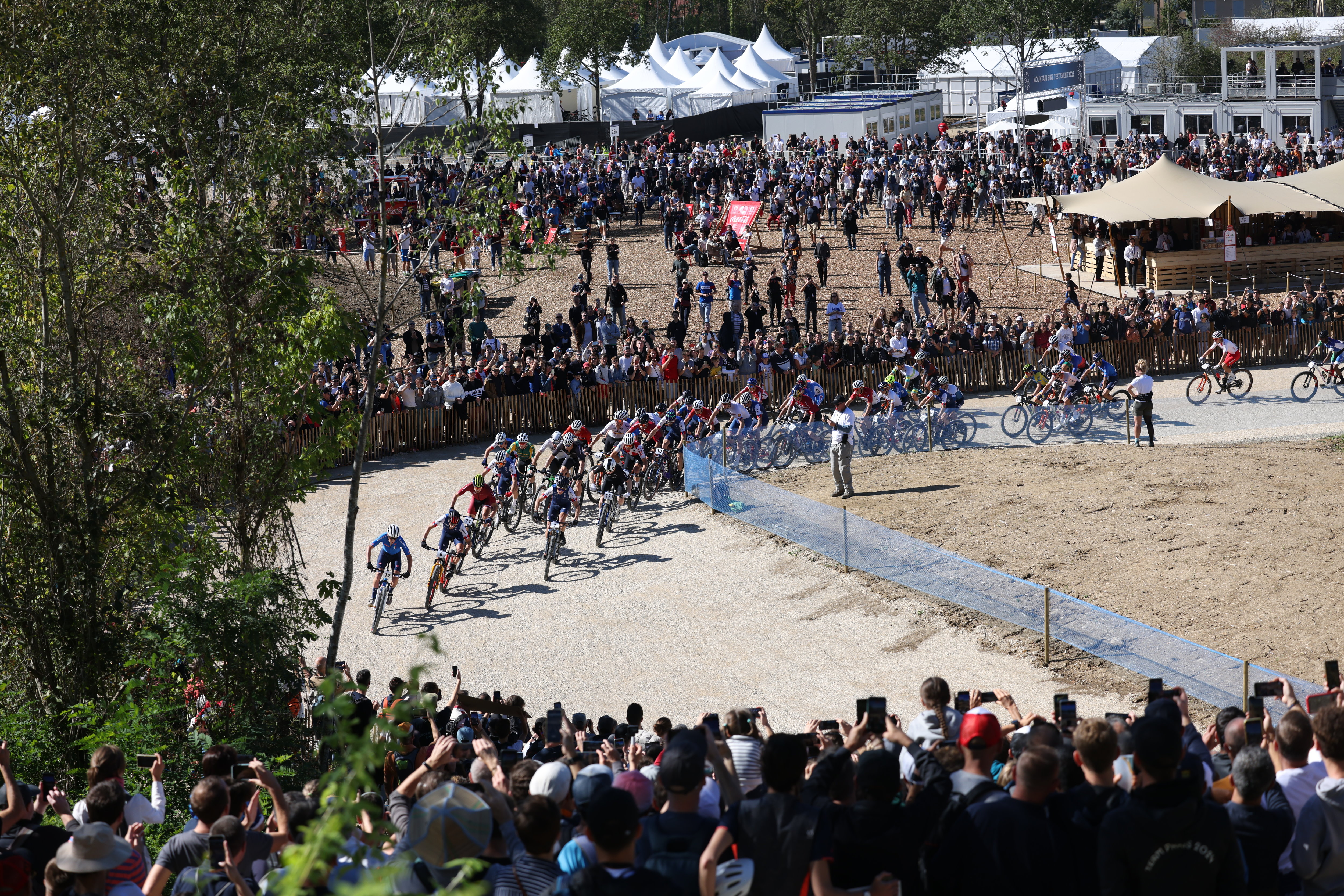 Élancourt (Yvelines), ce dimanche 24 septembre. Après la voile à Marseille et le triathlon dans la capitale, Paris 2024 a rodé son parcours de VTT. LP/Jean-Baptiste Quentin