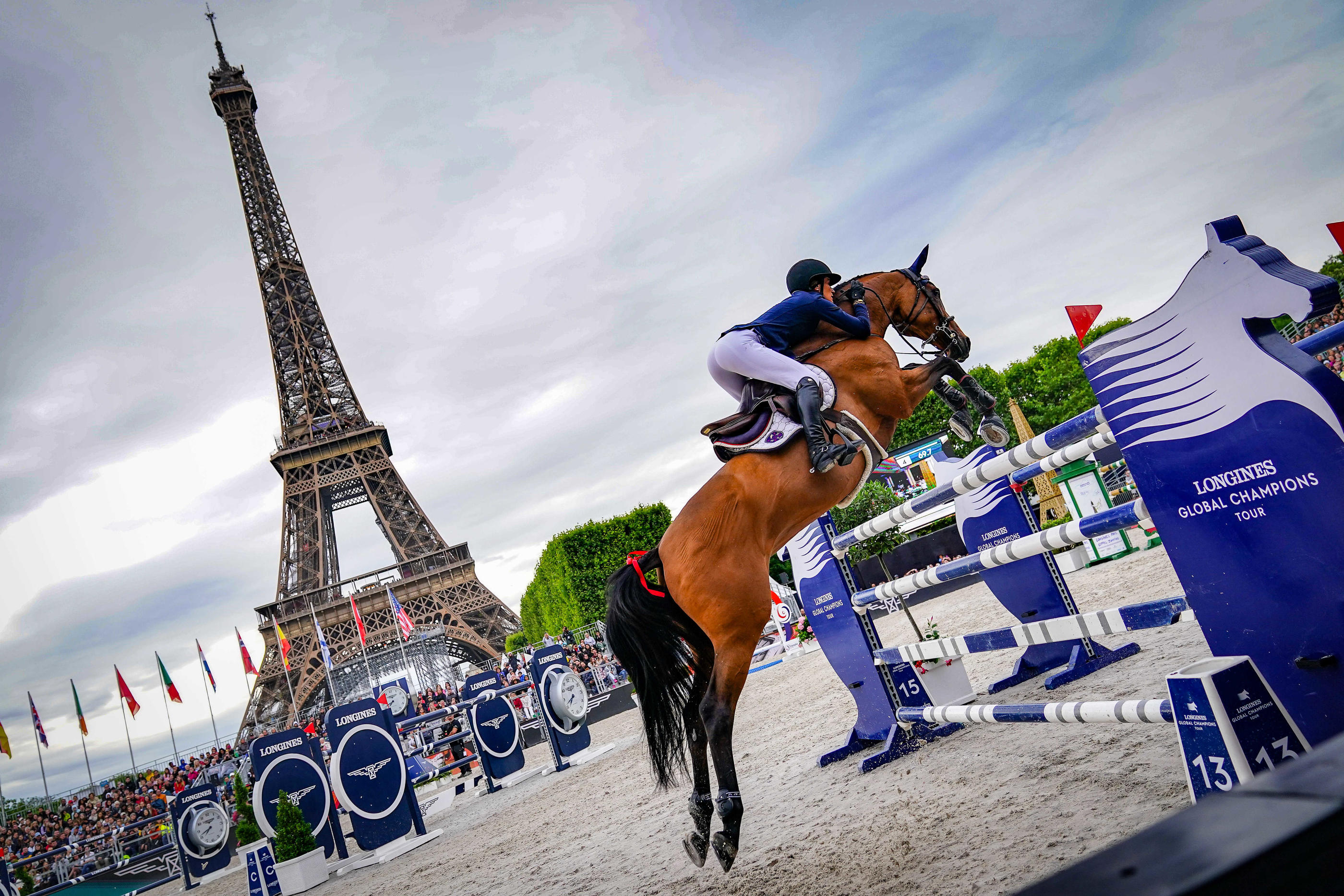 En raison des JO 2024, c’est à la plaine des jeux de Bagatelle, à proximité du bois de Boulogne, que se déroule le Paris Eiffel Jumping du 20 au 23 juin. Icon Sport/Pierre Costabadie