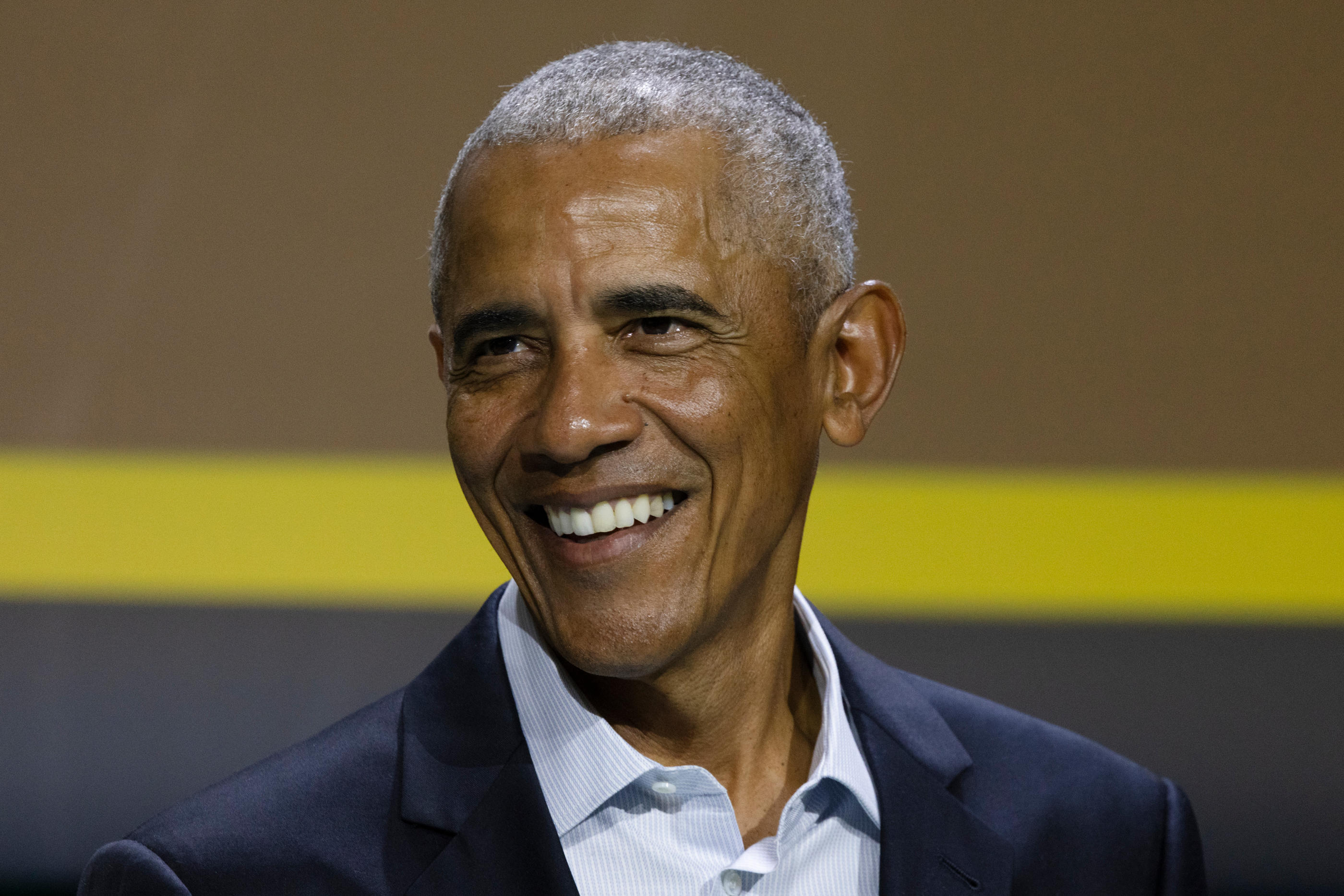 La Défense (Hauts-de-Seine), le 13 mars 2024. Barack Obama est actuellement à Paris pour l'inauguration d'un sommet sur les énergies renouvelables qui se tient à Paris La Défense