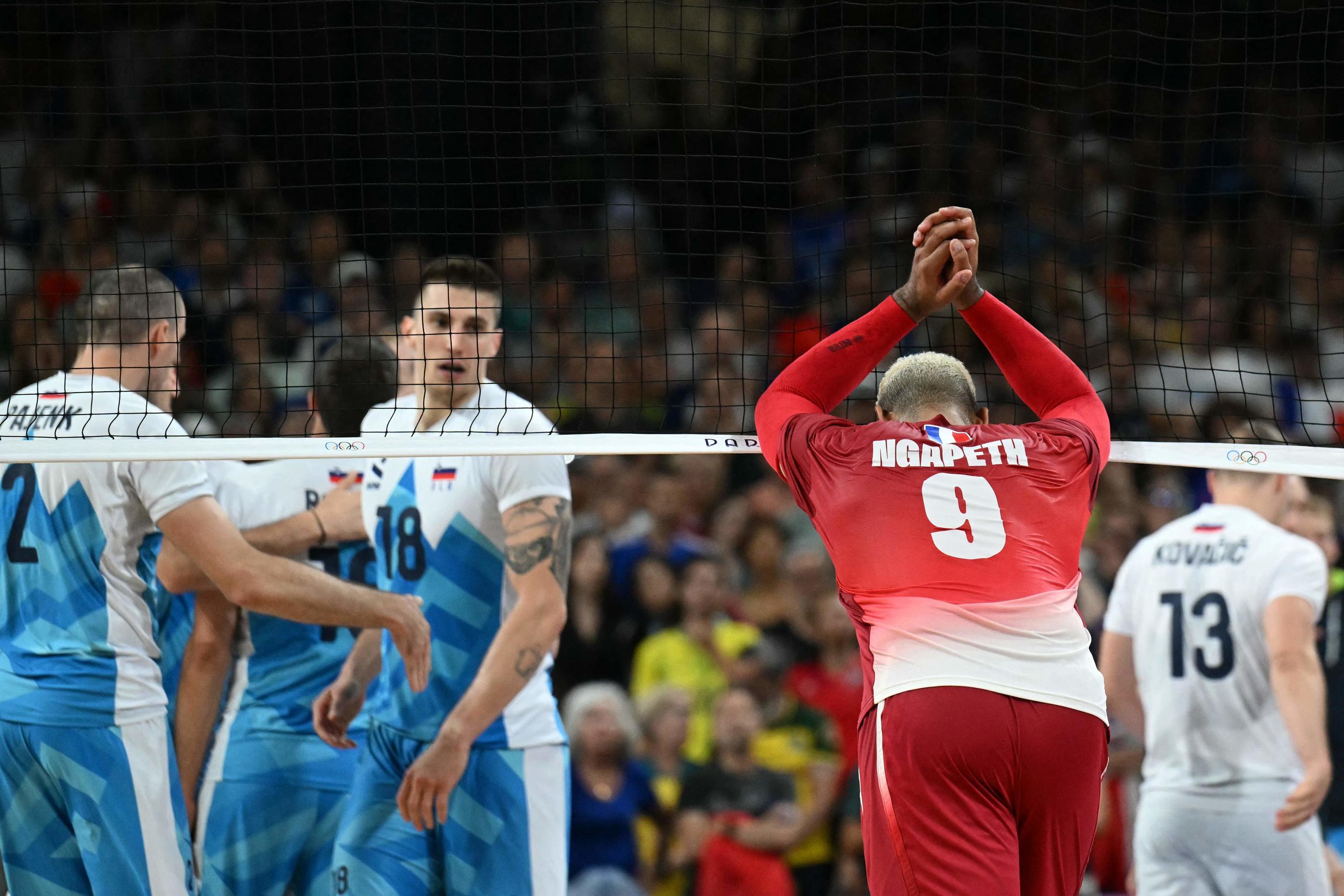 Earvin Ngapeth lors du match contre la Slovénie . AFP/Natalia KOLESNIKOVA