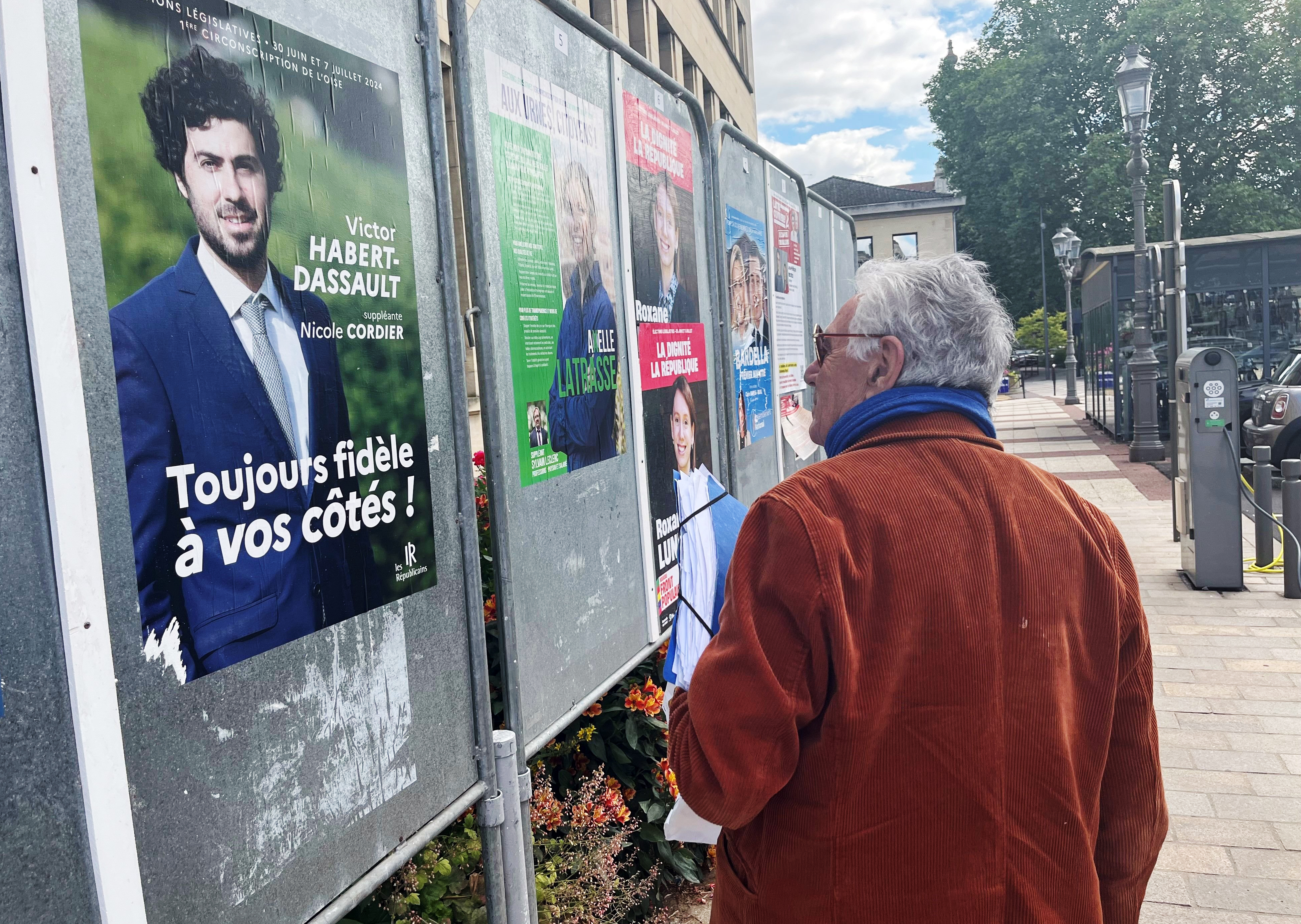 Beauvais (Oise), lundi 1er juillet. Le second tour s'annonce très compliqué pour Victor Habert-Dassault, député LR sortant, face à Claire Marais-Beuil, candidate RN. LP/Patrick Caffin