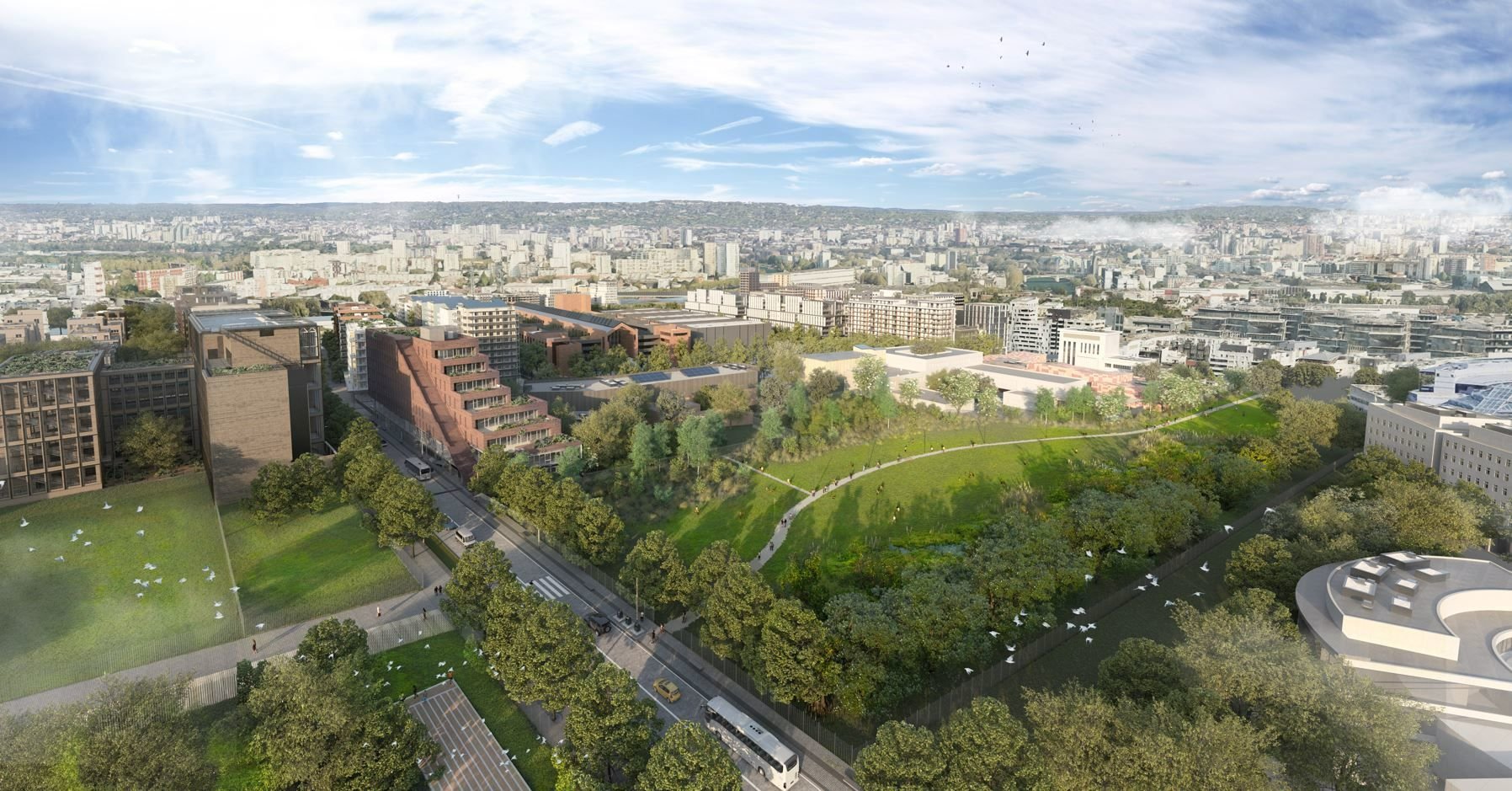 Village olympique, entre Saint-Denis et Saint-Ouen (Seine-Saint-Denis). Voici à quoi ressemblera le futur parc Ampère, qui s'étendra sur près de 3 hectares après les Jeux. DR