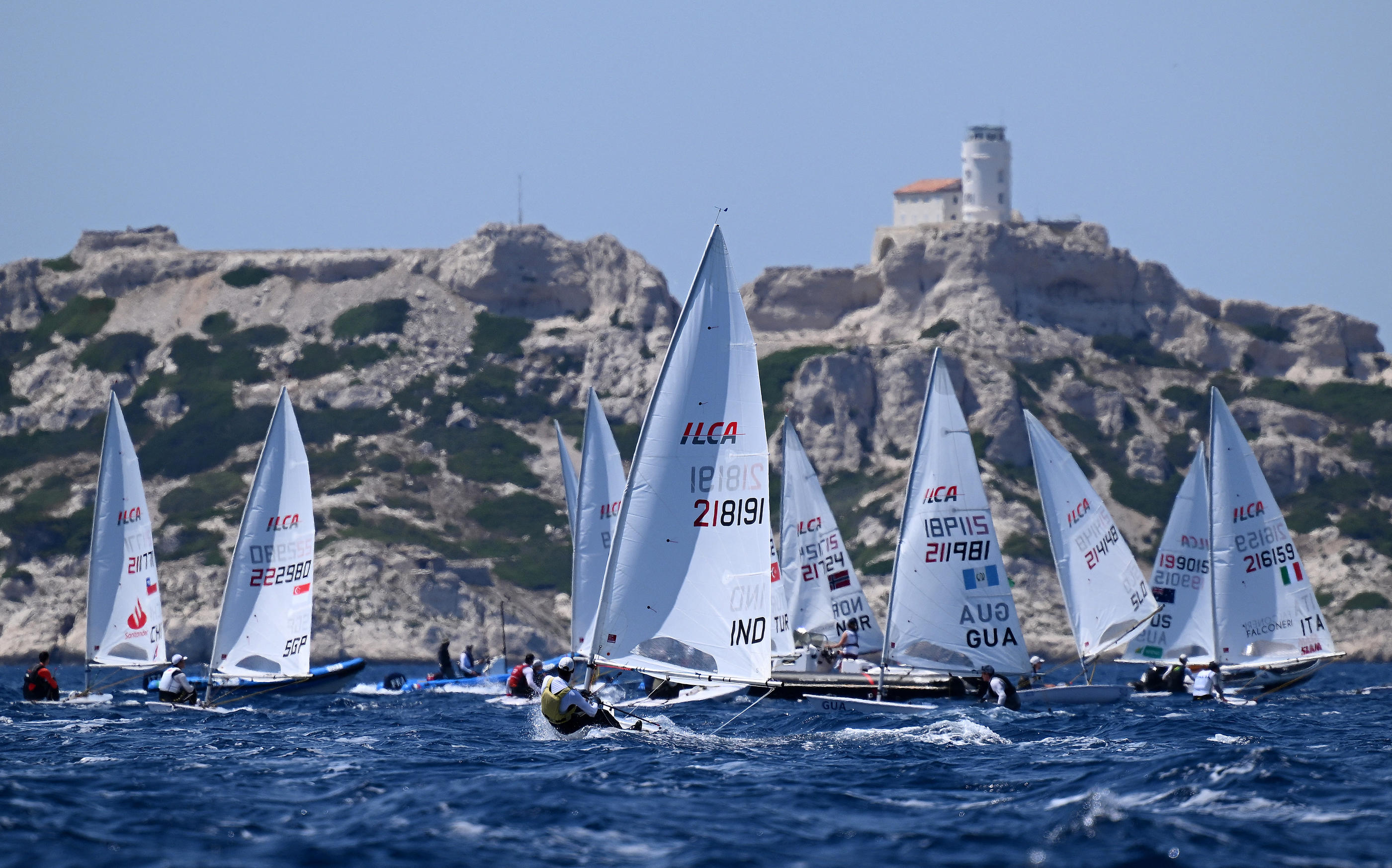 «Il faut passer du temps sur ce plan d’eau, assez agressif, pour s’y sentir à la maison», décrit le lasériste Jean-Baptiste Bernaz, ce dimanche à Marseille. Getty Images/Clive Mason