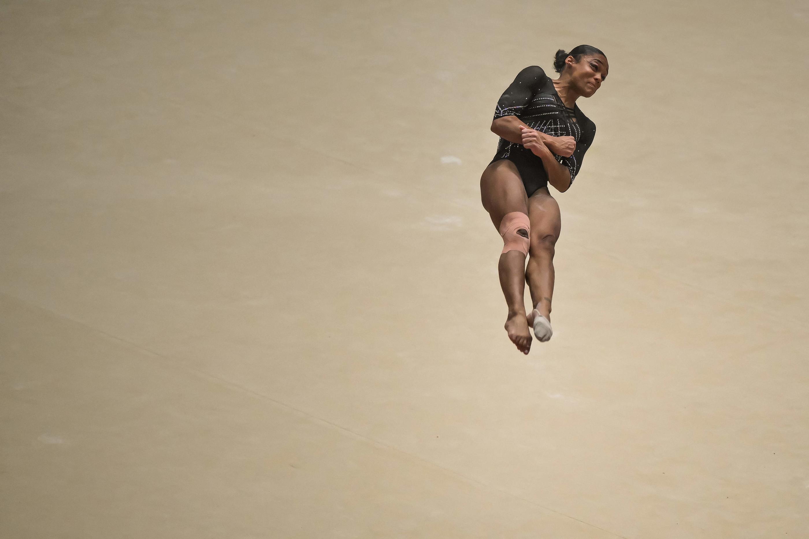 Mélanie De Jesus Dos Santos a remporté trois médailles d'or ce week-end à Lyon. JEFF PACHOUD/AFP