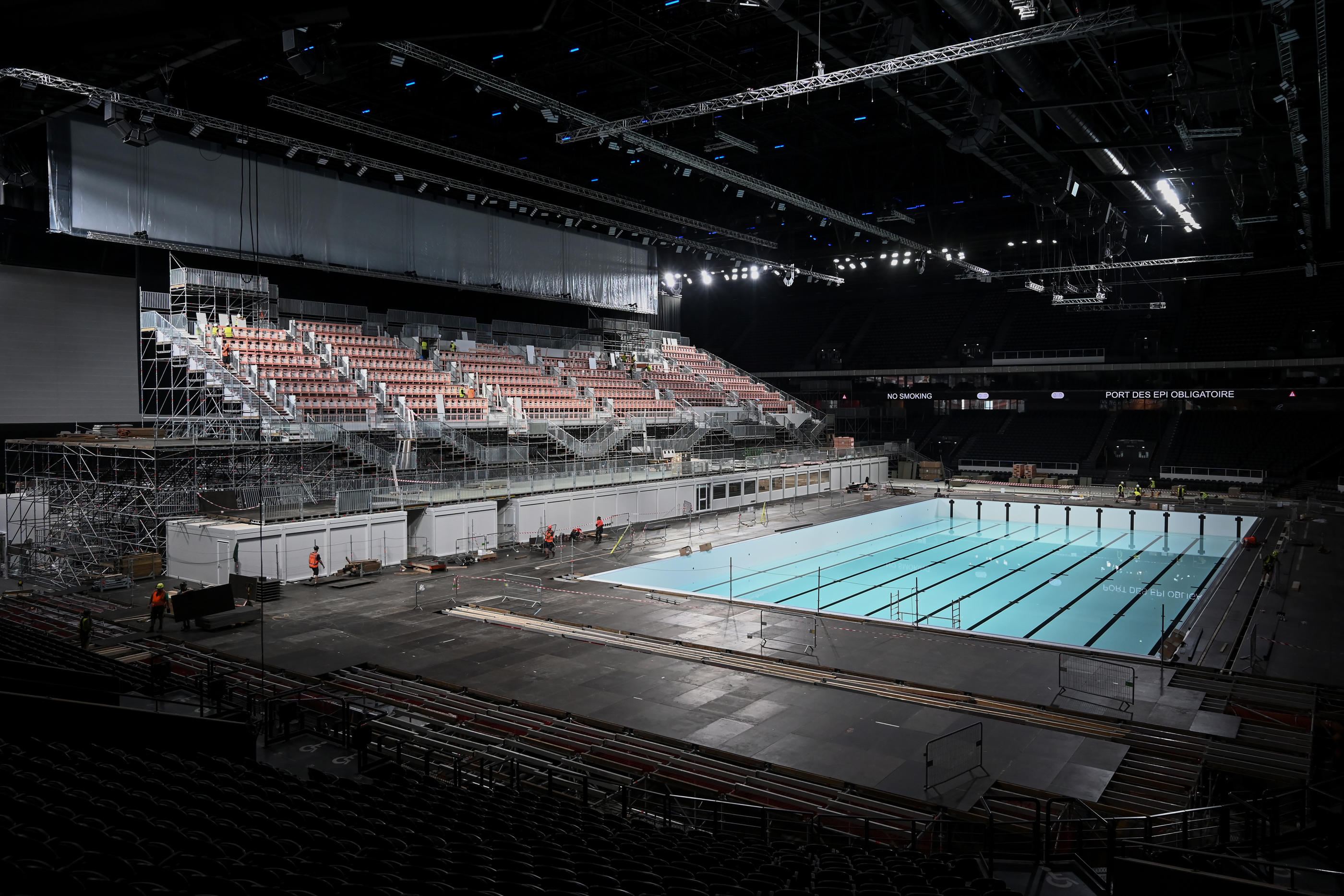 La piscine olympique Paris La Défense Arena à Nanterre, où se dérouleront les épreuves de natation et de water polo des Jeux olympiques de Paris 2024. XINHUA/Julien Mattia