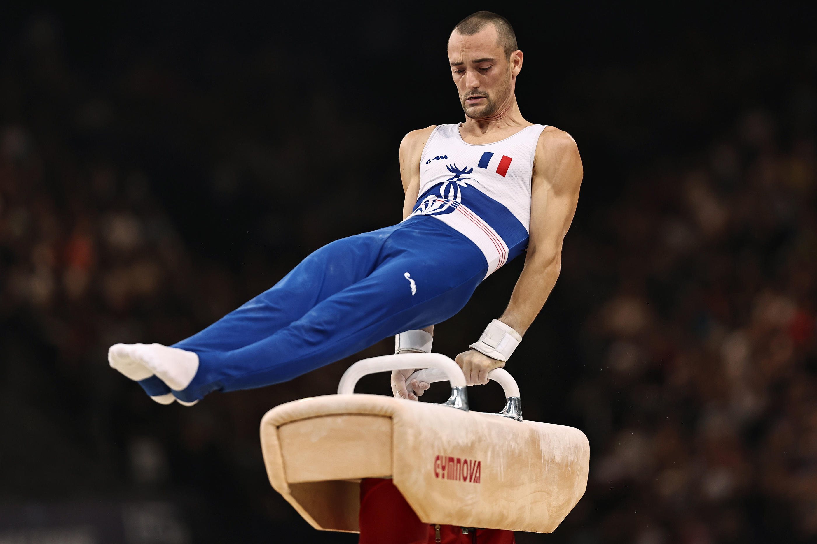 Double médaillé mondial au cheval d'arçons, Cyril Tommasone, 36 ans, n'est plus en lice pour une qualification olympique et ne participera pas à Paris 2024. Icon Sport/Schreyer