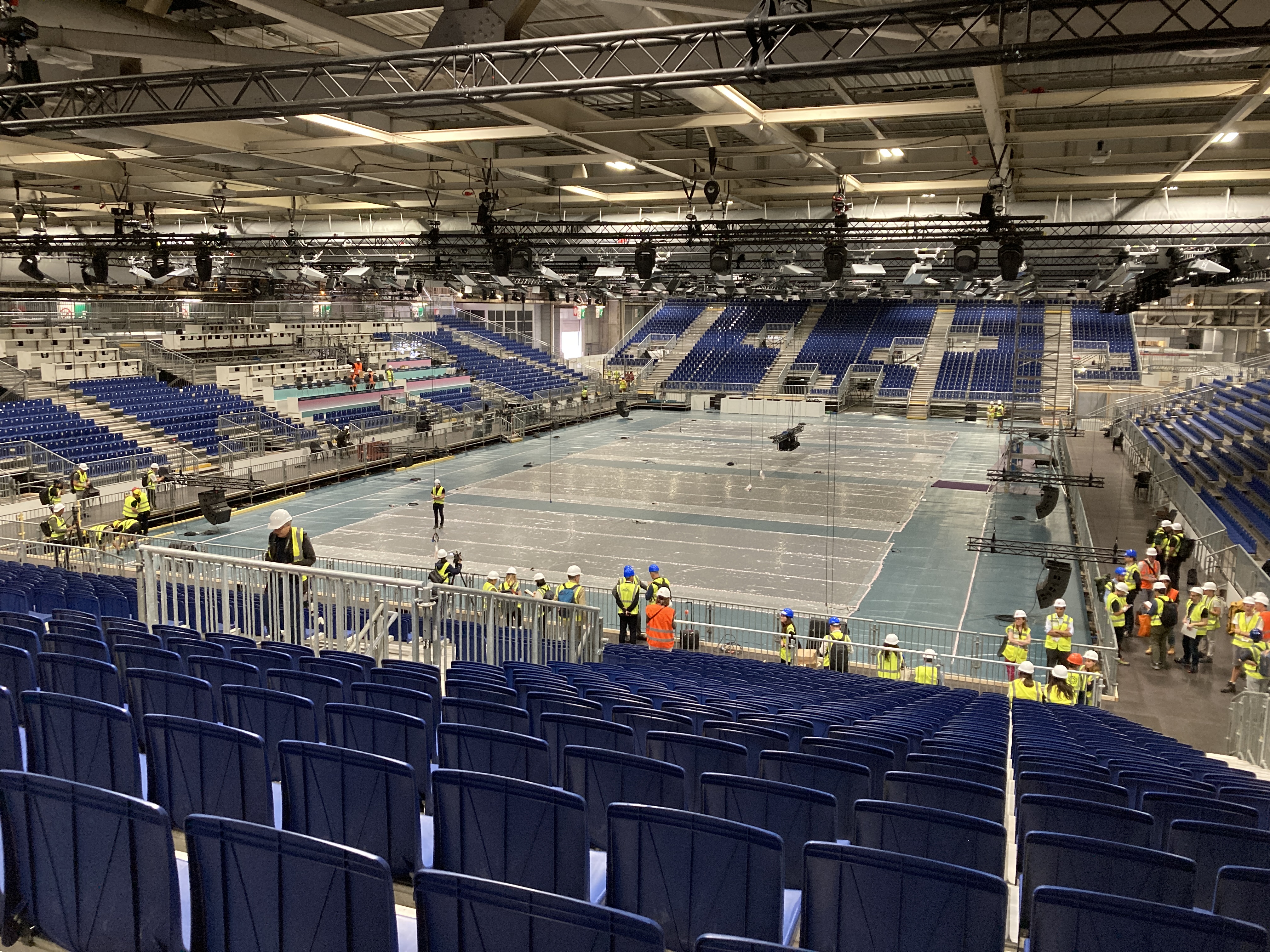 Parc des expositions de la Porte de Versailles, le 16 juillet. Le hall 4 sera consacré au tennis de table. Au milieu de ces 19 000 mètres carrés, quatre tables seront alignées . LP/Flavien Gagnepain