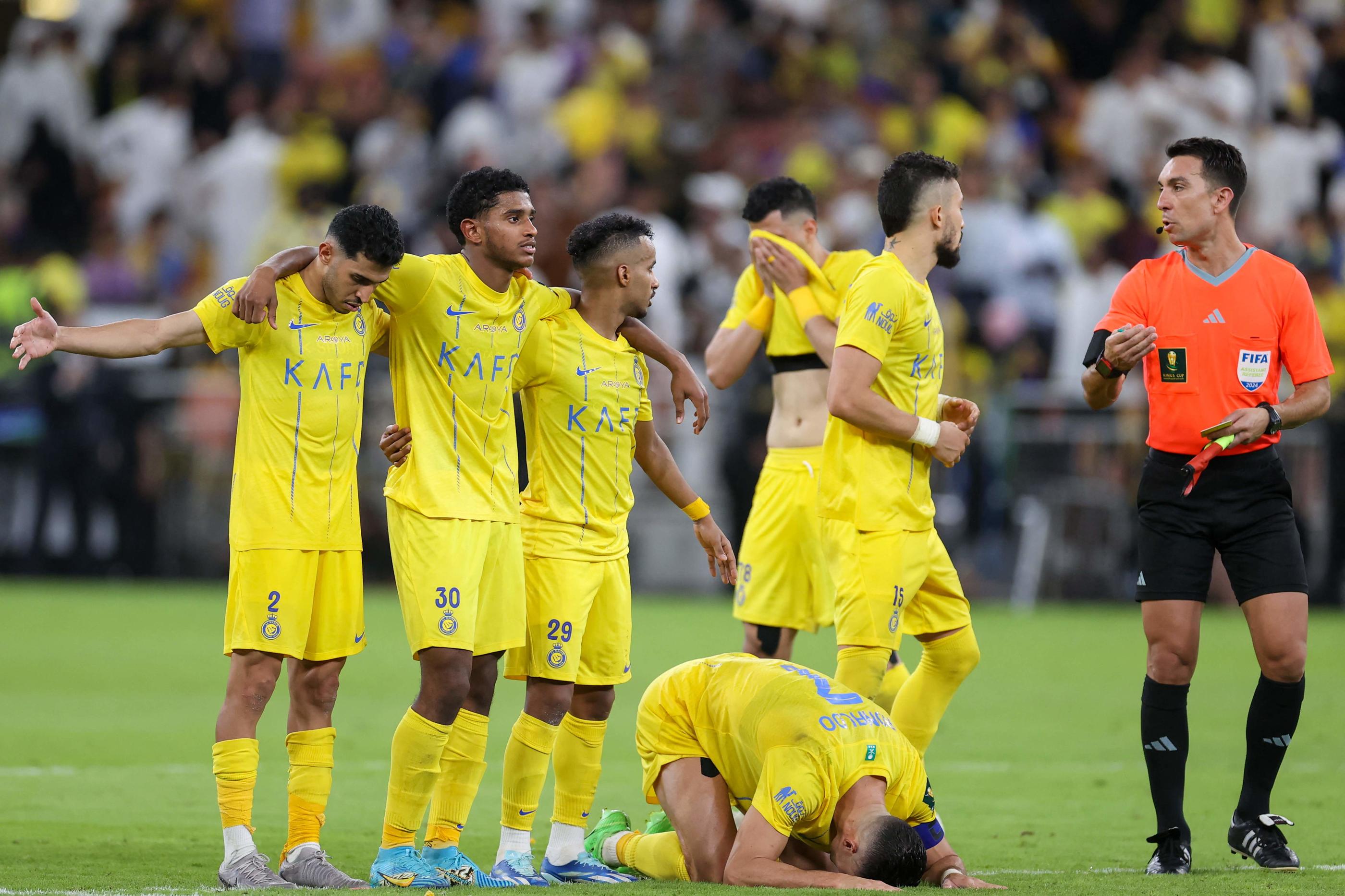 Cristiano Ronaldo a inscrit son tir au but lors de la séance en finale de Coupe du roi d'Arabie Saoudite. AFP