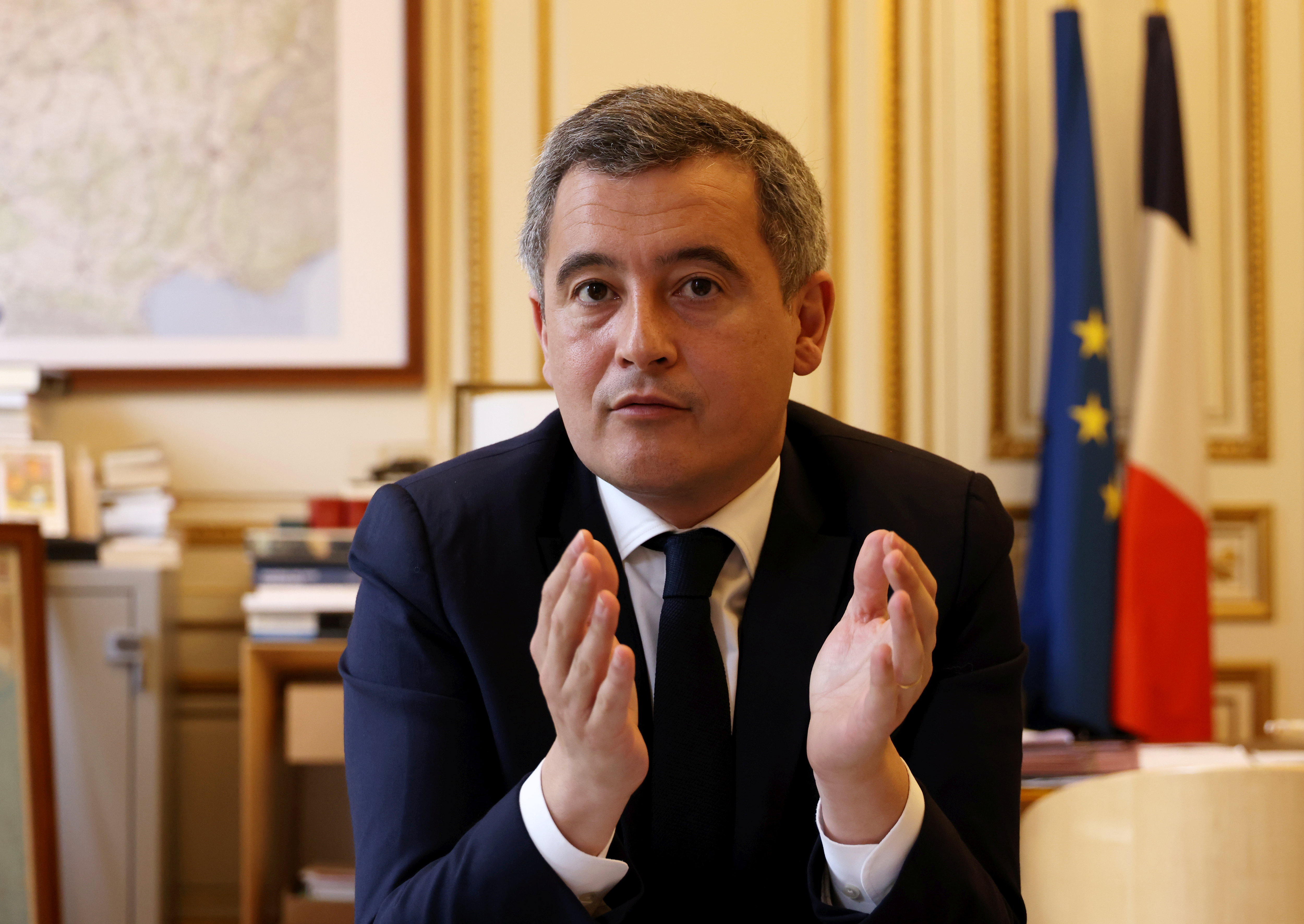 Gérald Darmanin, ce lundi matin dans son bureau de la place Beauvau. LP/Delphine Goldsztejn